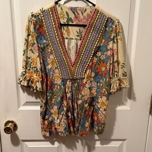Boho Floral V-Neck Blouse
